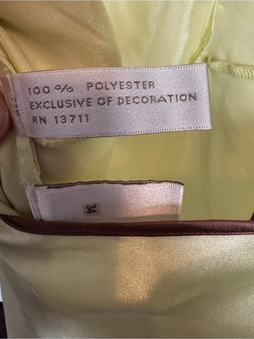 Valerie Stevens Light Green Satin Slip with Brown Trim - Picture 5 of 5